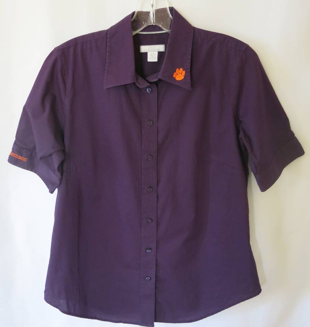 SOUTH CAROLINA CLEMSON TIGERS Button Down Shirt Size M Women's Purple Logo